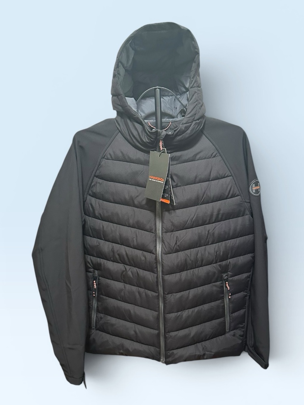 Hawke & Co Sports Performance Black Quilted Hooded Puffer Jacket
